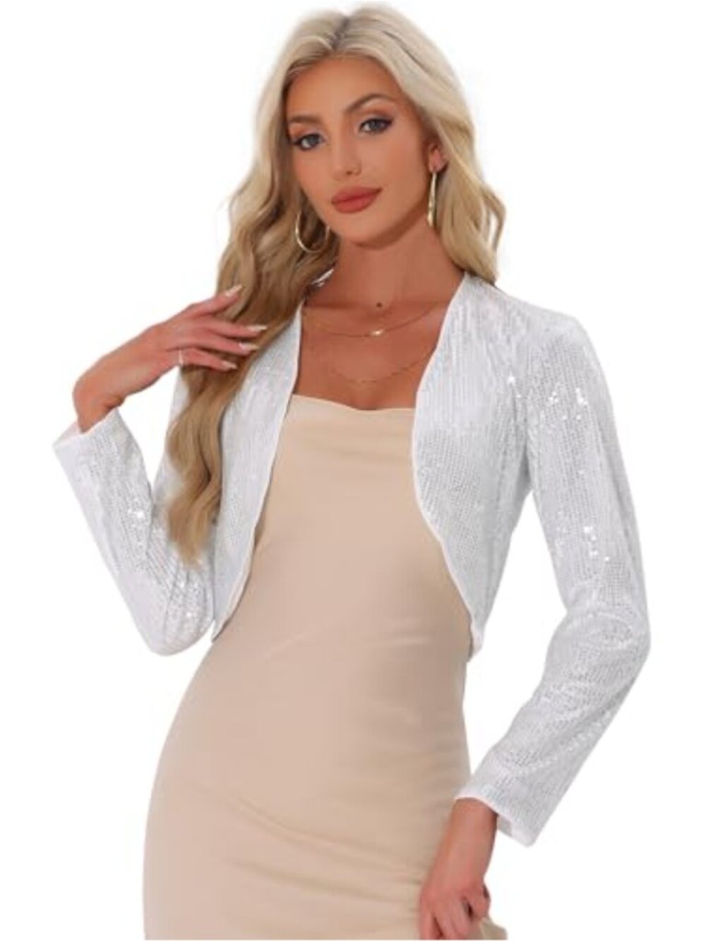 Sequin Sparkly Cropped Open Front Party Bolero Shrug